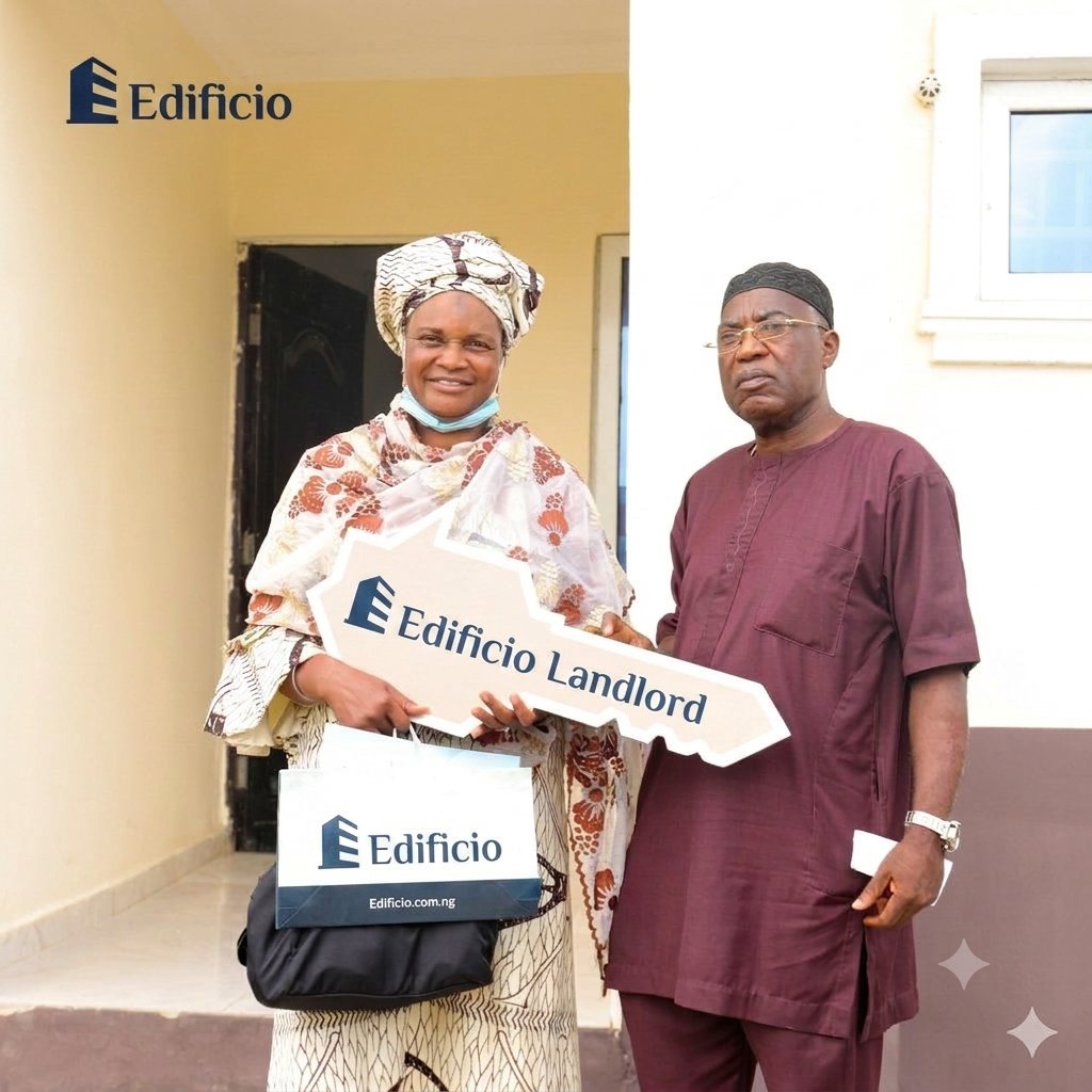 Edificio — couple at handover ceremony